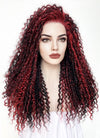 Red Mixed Black Curly Lace Front Synthetic Wig LF5162