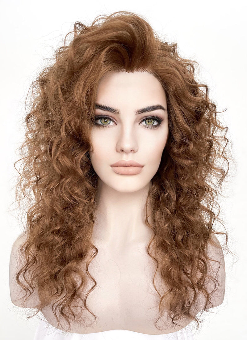 Retro Brown Curly Lace Front Synthetic Wig LF6005