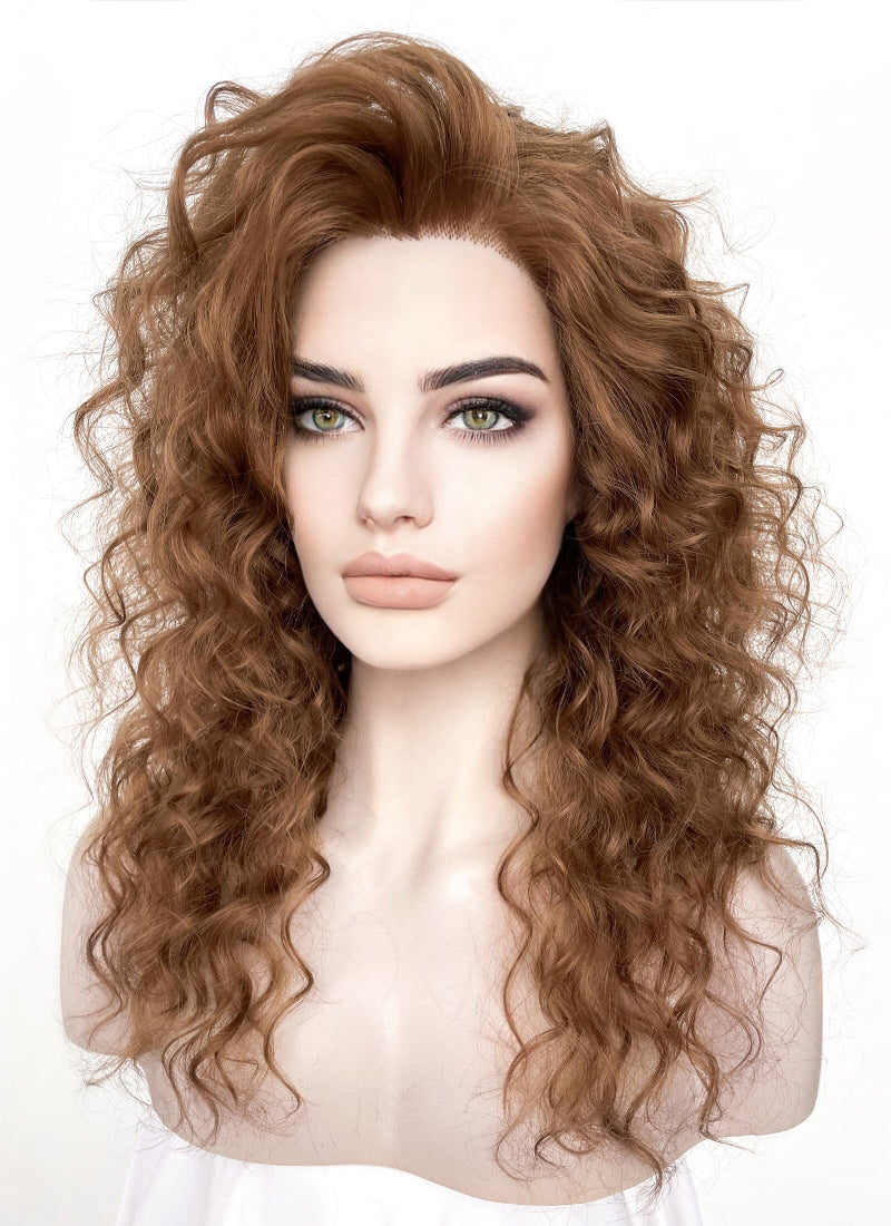 Retro Brown Curly Lace Front Synthetic Wig LF6005