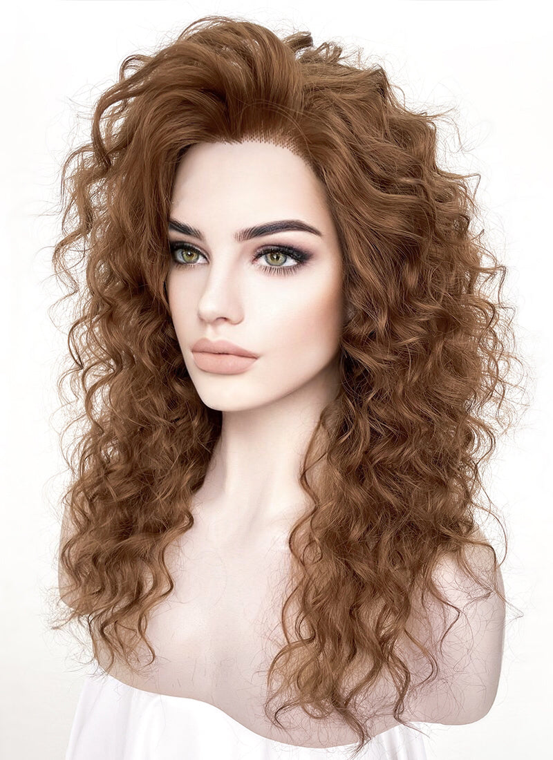 Retro Brown Curly Lace Front Synthetic Wig LF6005