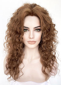 Retro Brown Curly Lace Front Synthetic Wig LF6005