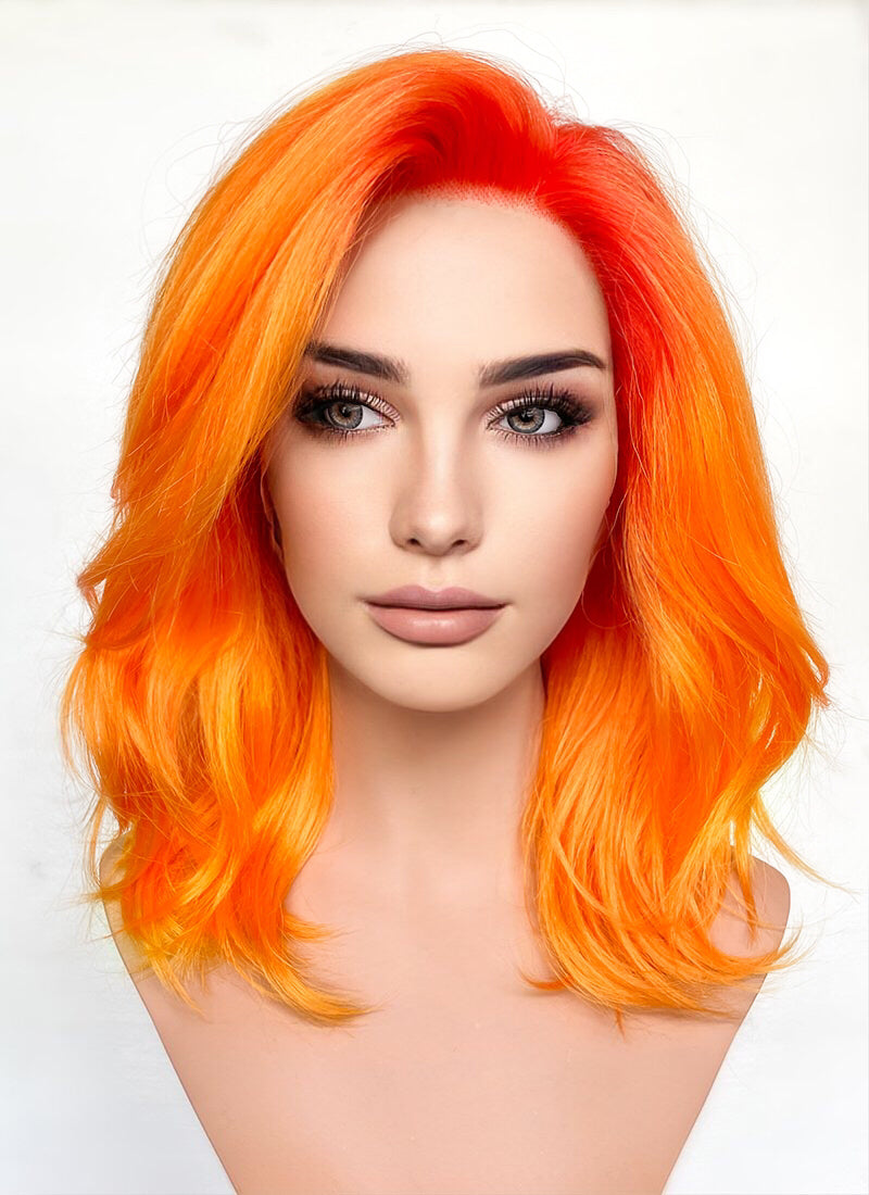 Mixed Orange Wavy Lace Front Synthetic Wig LF6014