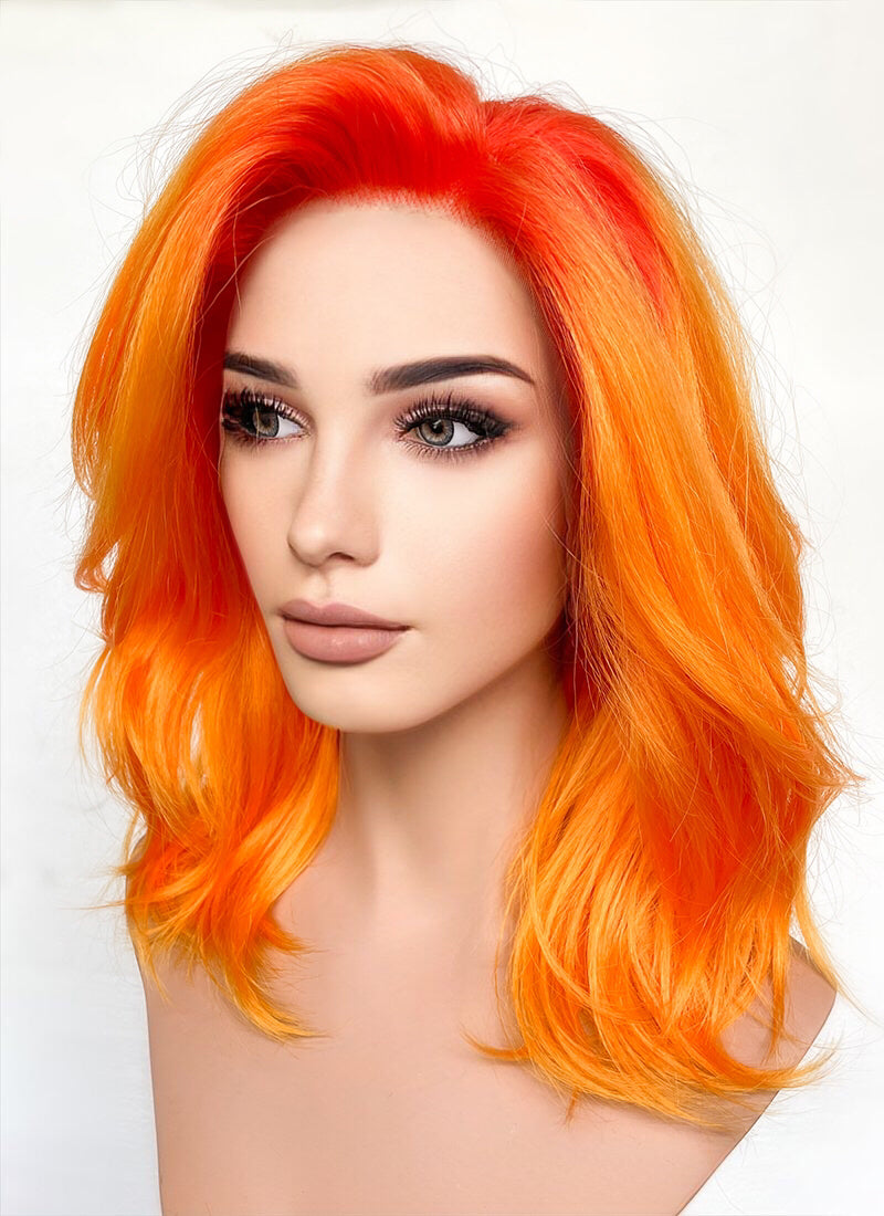 Mixed Orange Wavy Lace Front Synthetic Wig LF6014