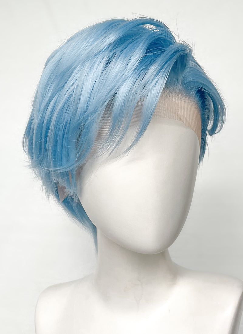 Pastel Blue Straight Lace Front Synthetic Men's Wig LF6021