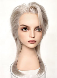 Pastel Grey Blonde Wolf Cut Straight Lace Front Synthetic Hair Wig LF6034