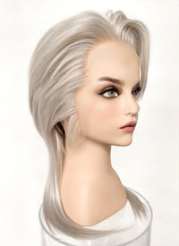 Pastel Grey Blonde Wolf Cut Straight Lace Front Synthetic Hair Men's Wig LF6034