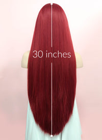 Straight Yaki Red Lace Front Synthetic Wig LF624A