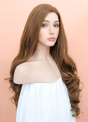 Chestnut Brown Wavy Lace Front Synthetic Wig LF667J