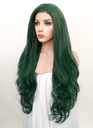Wavy Deep Sea Green Lace Front Synthetic Wig LF667V
