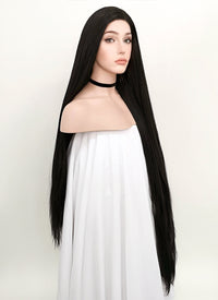 Straight Yaki Natural Black Lace Front Synthetic Wig LF701A