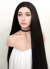 Straight Yaki Natural Black Lace Front Synthetic Wig LF701A