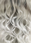 Wavy Black Grey White Ombre Lace Front Synthetic Wig LF781