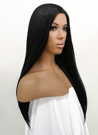 Straight Jet Black Lace Front Synthetic Wig LFB002