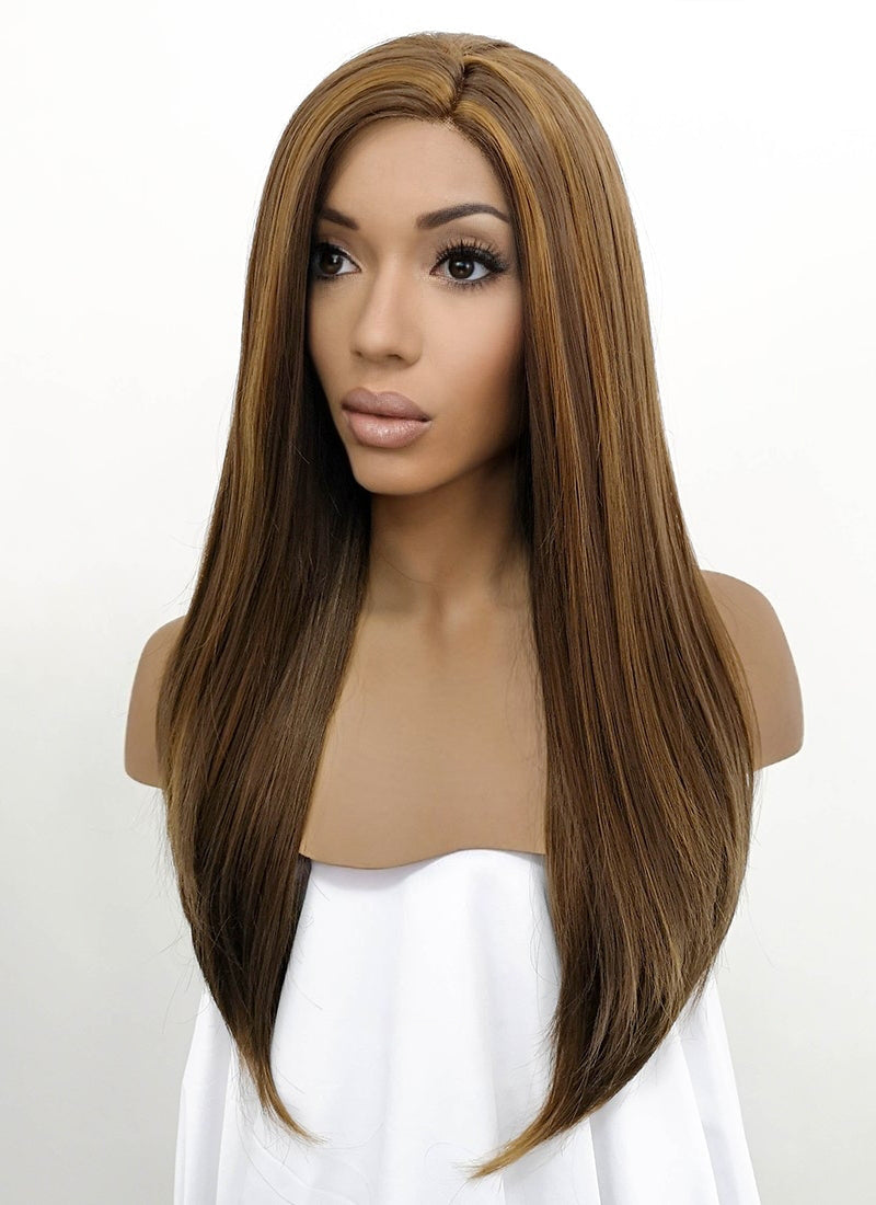 Brunette Straight Lace Front Synthetic Wig LFB006