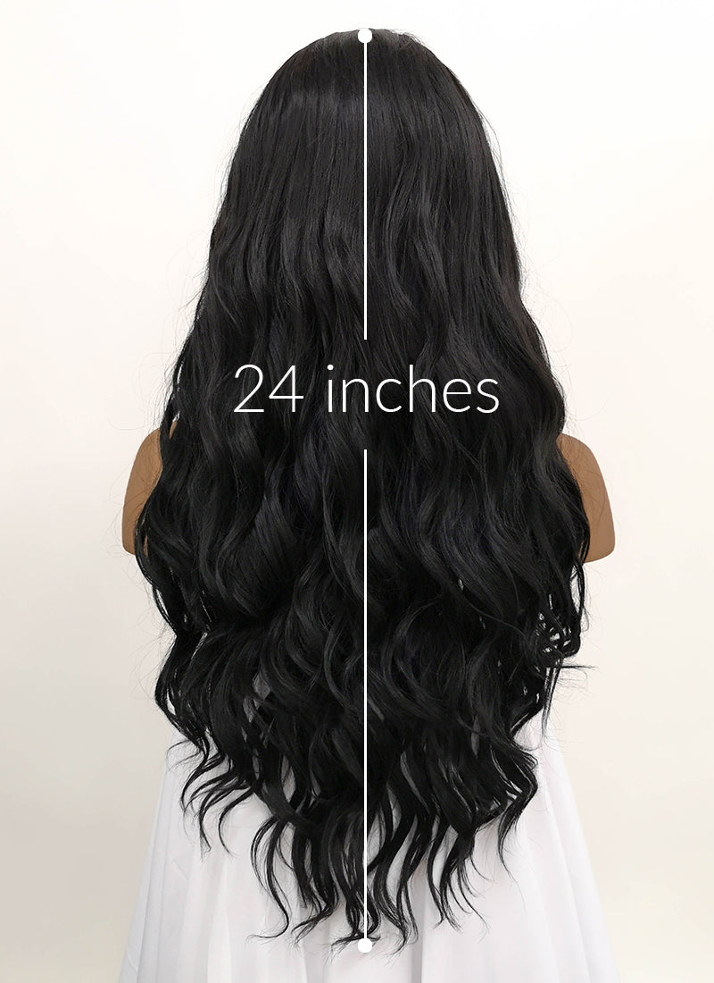Wavy Natural Black Lace Front Synthetic Wig LFB095
