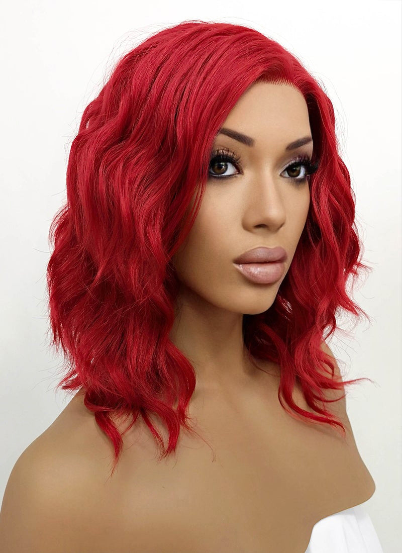 Red Wavy Lace Front Synthetic Wig LFB408