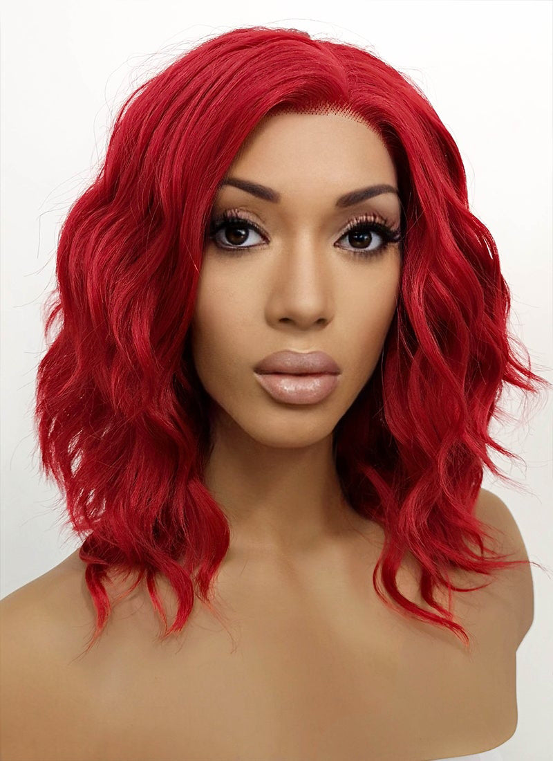 Red Wavy Lace Front Synthetic Wig LFB408