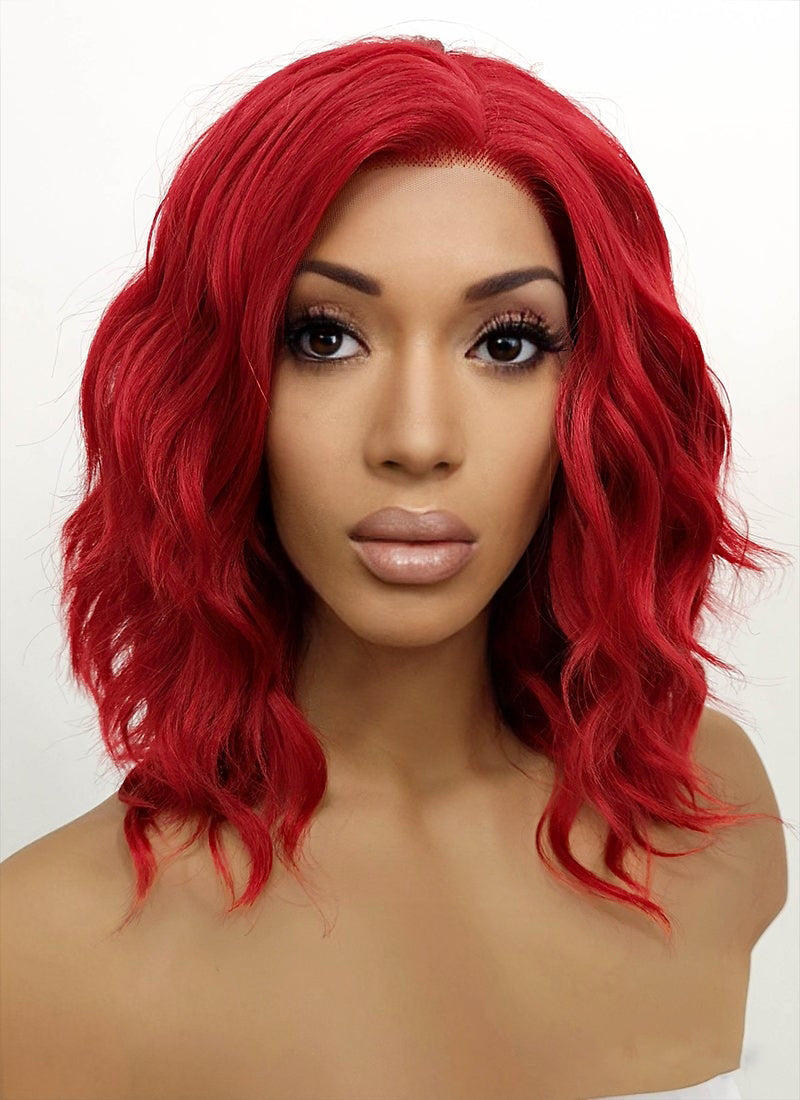 Red Wavy Lace Front Synthetic Wig LFB408