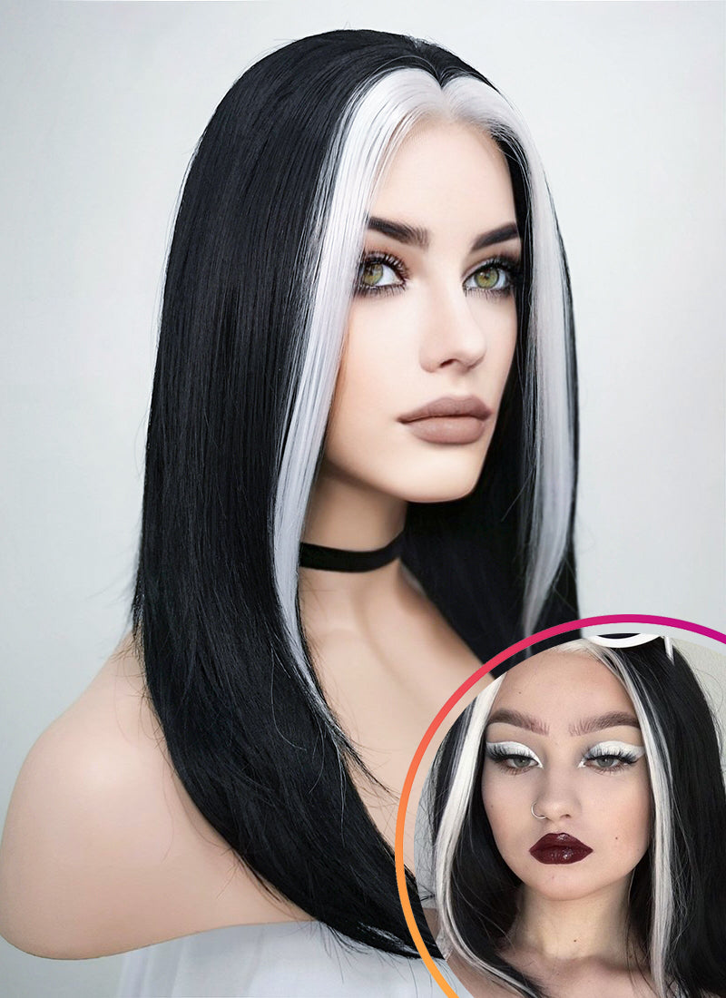 Lace front short black wig top