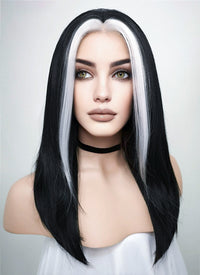 Black And White Money Piece Star Wars Ysanne Isard Straight Lace Front Synthetic Wig LF1605