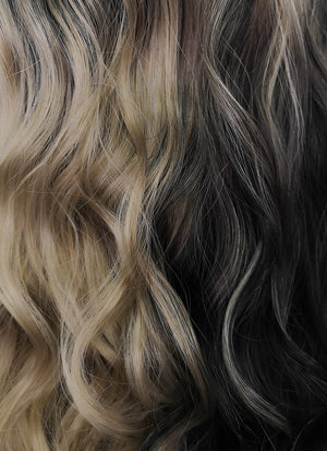 Blonde Black Split Gemini Color Wavy Lace Front Synthetic Wig LF5104