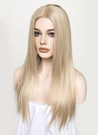 Ash Blonde Straight  Layered Hush Cut Lace Front Synthetic Wig LFK5536A