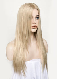 Ash Blonde Straight  Layered Hush Cut Lace Front Synthetic Wig LFK5536A