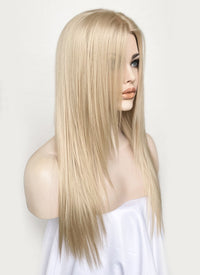 Ash Blonde Straight  Layered Hush Cut Lace Front Synthetic Wig LFK5536A