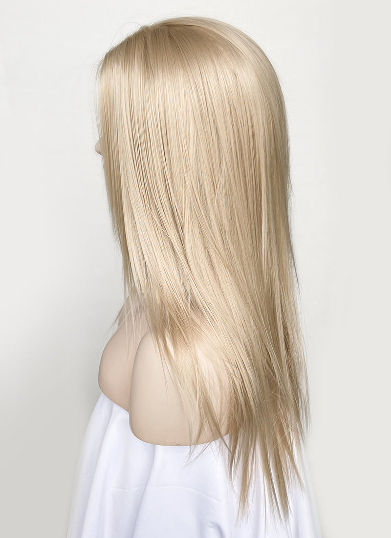 Ash Blonde Straight  Layered Hush Cut Lace Front Synthetic Wig LFK5536A