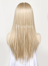 Ash Blonde Straight  Layered Hush Cut Lace Front Synthetic Wig LFK5536A