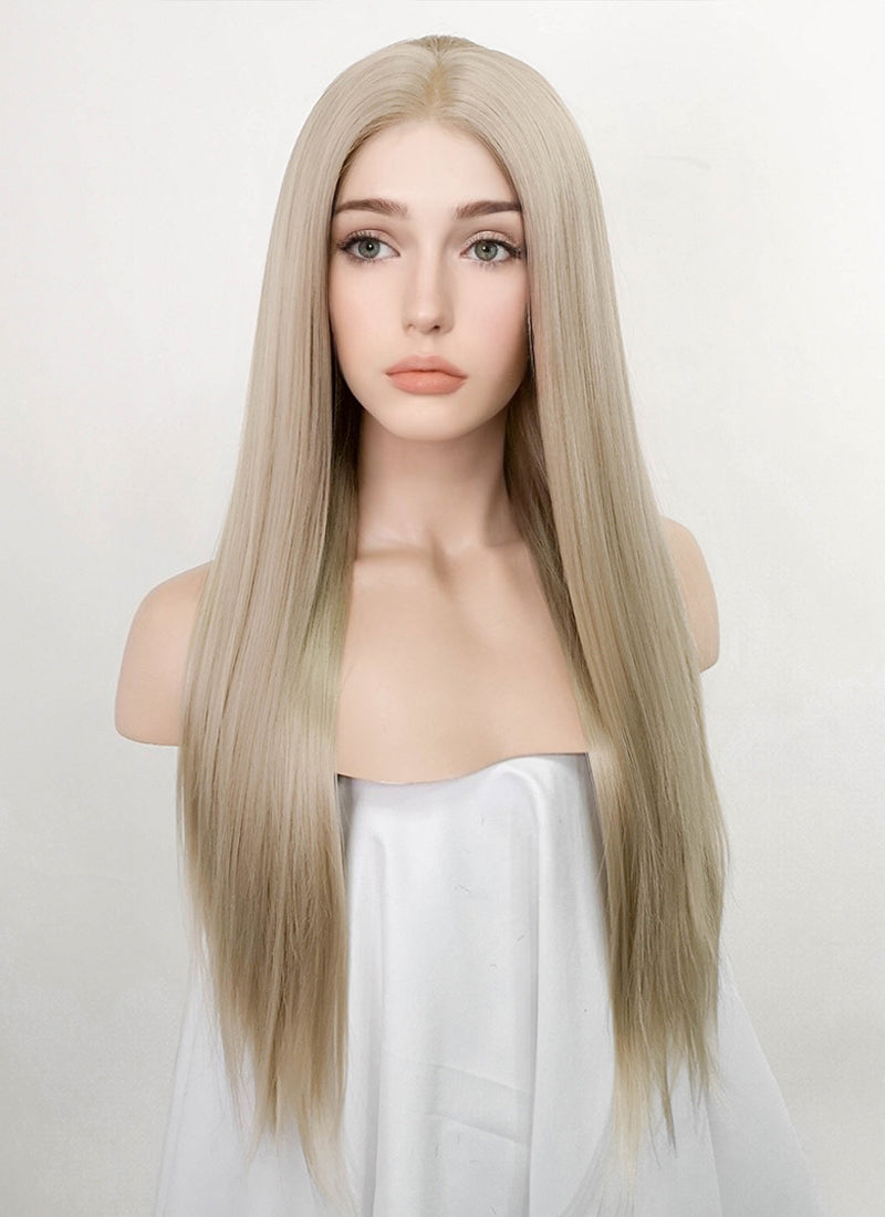 Ash Blonde Straight Lace Front Synthetic Wig LFK5536