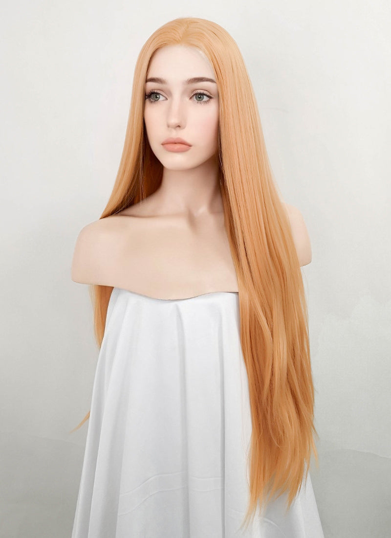 Pastel Orange Straight Lace Front Synthetic Wig LFK5537