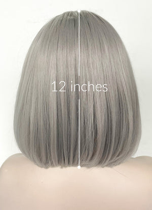 Grey Straight Bob Lace Front Synthetic Wig LFK5550