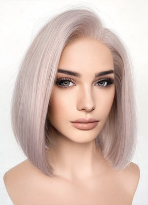 Pastel Pale Plum Straight Bob Lace Front Synthetic Wig LFK5552
