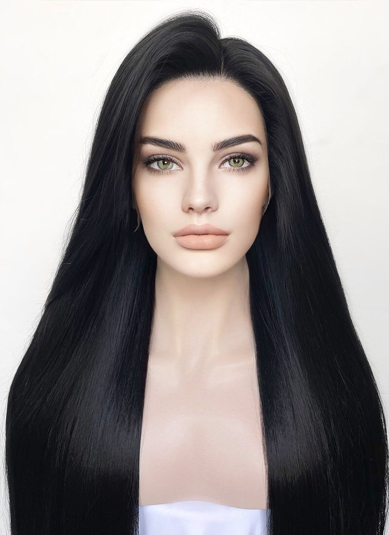 Black Straight 13" x 6" Lace Top Kanekalon Synthetic Hair Wig LFS018