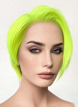 Neon Green Straight Bob 13" x 6" Lace Top Synthetic Wig LFS032