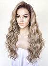 Blonde Mixed Brown With Dark Roots Wavy 13" x 6" Lace Top Kanekalon Synthetic Hair Wig LFS033