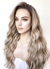 Blonde Mixed Brown With Dark Roots Wavy 13" x 6" Lace Top Kanekalon Synthetic Hair Wig LFS033