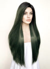 Swamp Green With Dark Roots Straight Yaki Lace Front Synthetic Wig LN6024