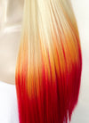 Blonde Yellow Red Ombre Straight Lace Front Synthetic Hair Wig LN6030