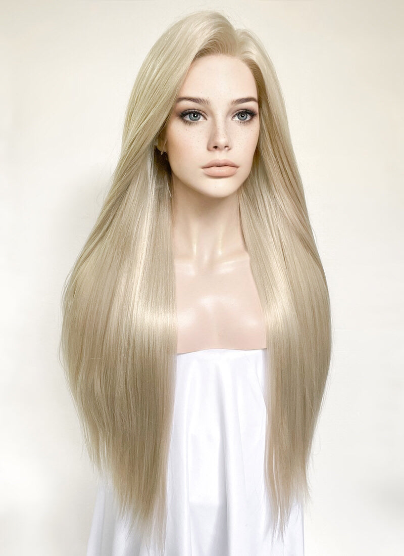 Ash Blonde Straight Lace Front Synthetic Hair Wig LN6031