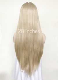 Pastel Ash Blonde Straight Yaki Lace Front Synthetic Hair Wig LN6031