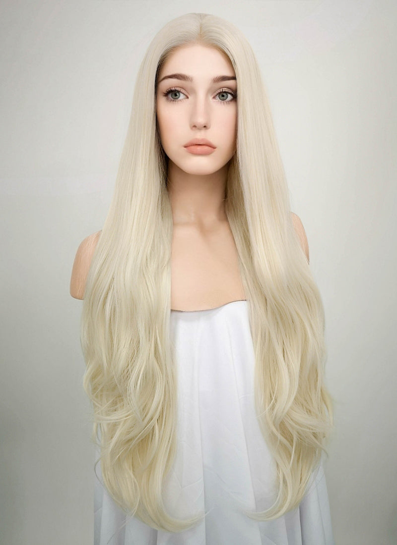 Straight Platinum Blonde Lace Front Synthetic Wig LW150D