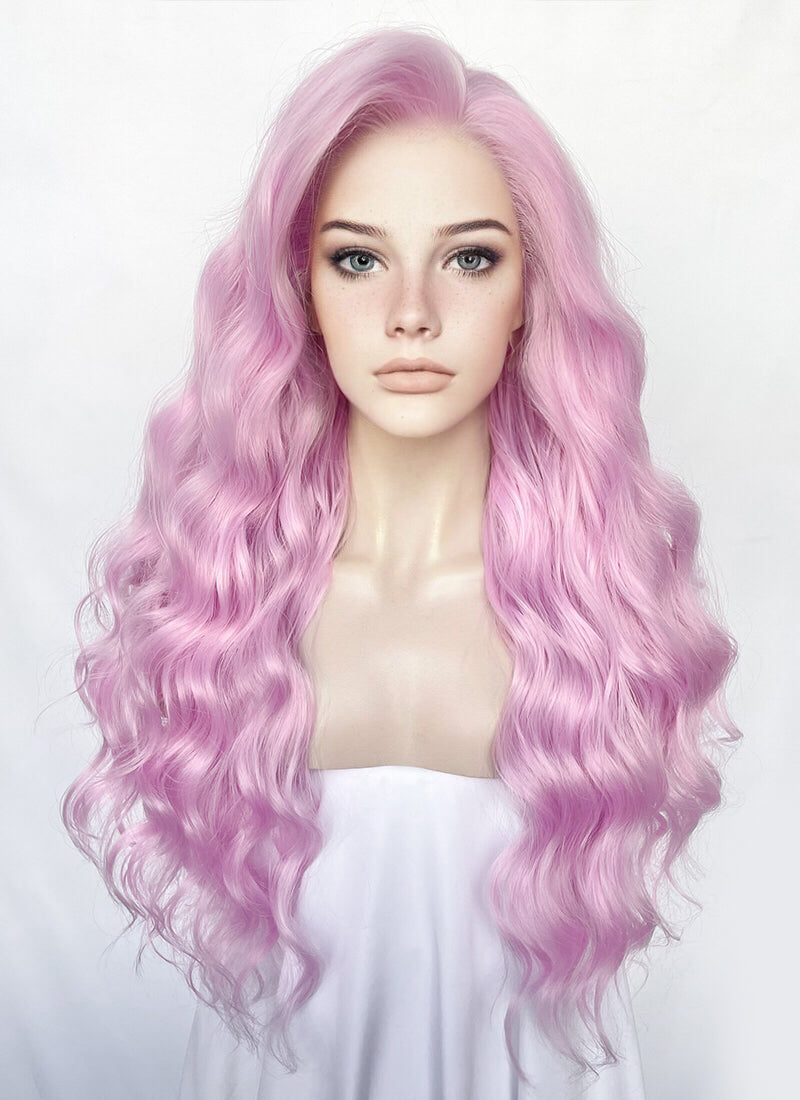 Pinkish Purple Wavy Lace Front Synthetic Wig LW4035