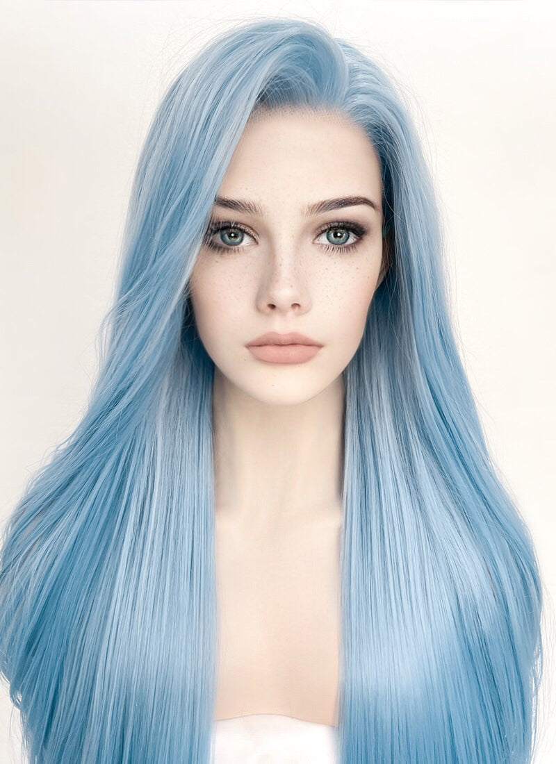 Pastel Blue Straight Lace Front Synthetic Wig LW769B