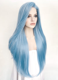 Pastel Blue Straight Lace Front Synthetic Wig LW769B