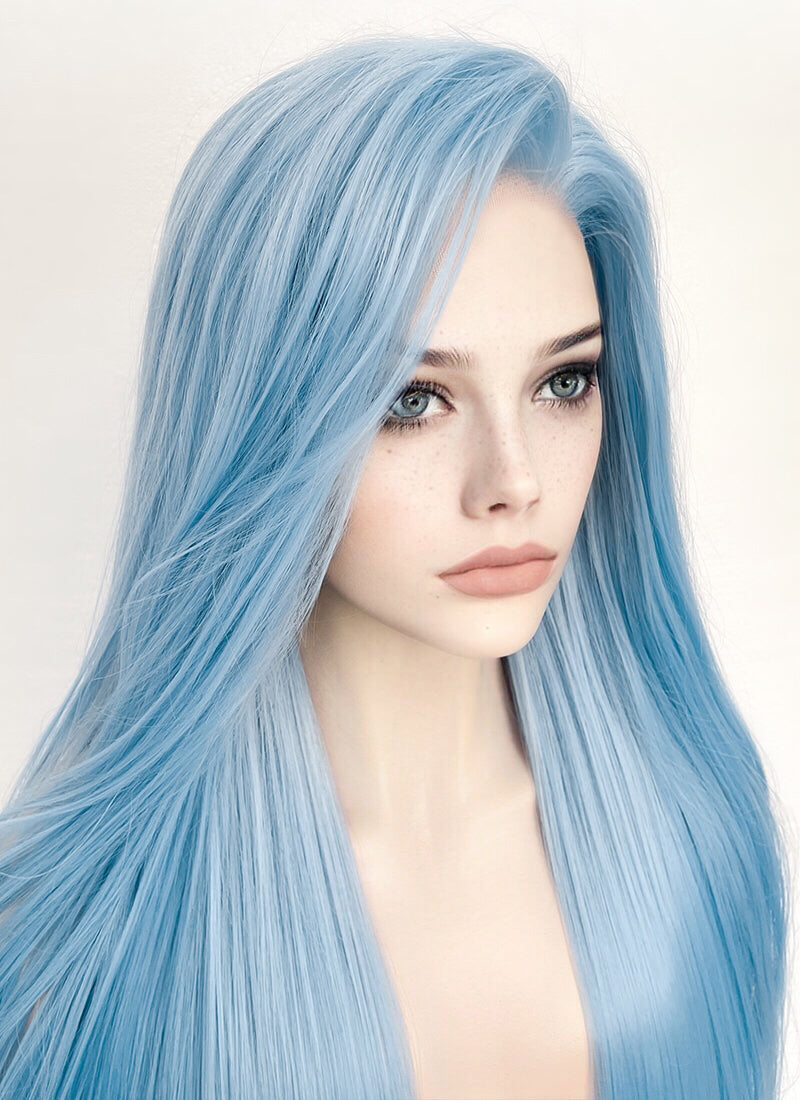 Pastel Blue Straight Lace Front Synthetic Wig LW769B