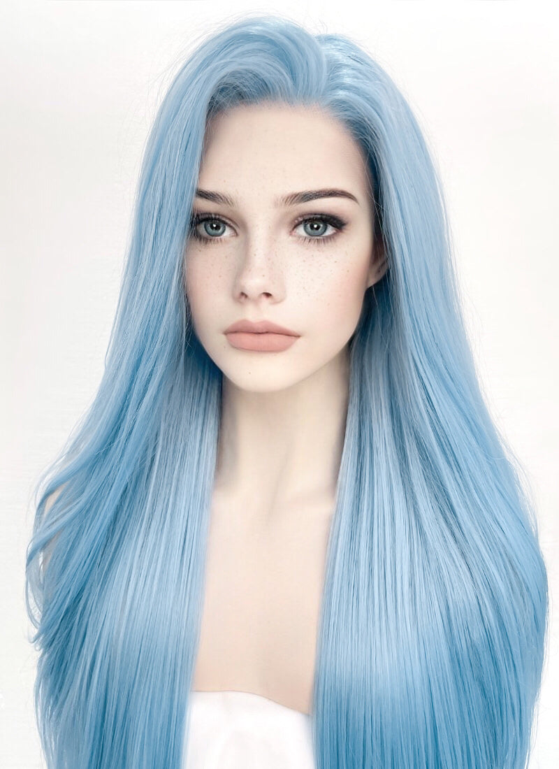 Pastel Blue Straight Lace Front Synthetic Wig LW769B