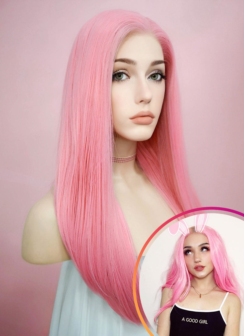 Straight Pink Lace Front Synthetic Wig LW769C