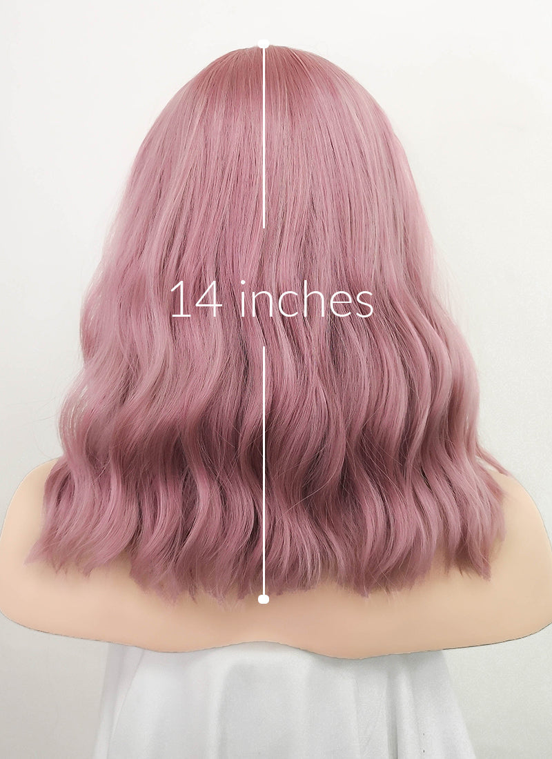 Pink Wavy Bob Synthetic Wig NS063